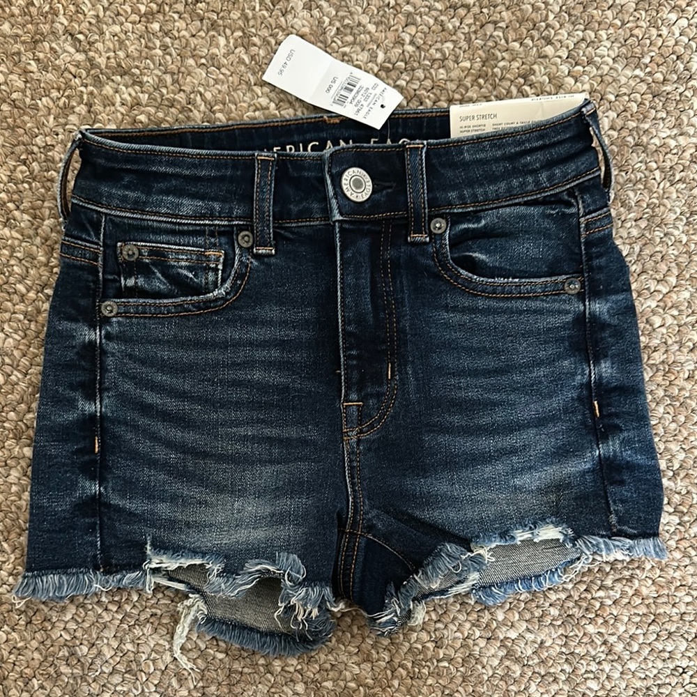 American Eagle Outfitters Blue Jean Shorts Distressed Frayed Hem